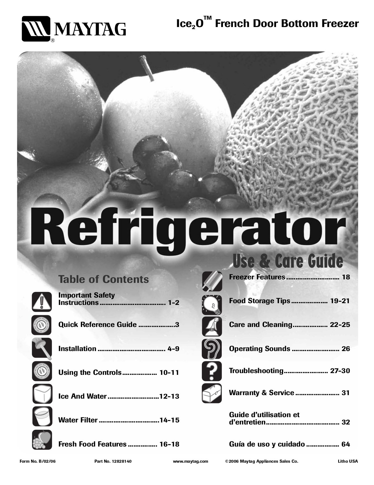 PDF manual for Maytag Refrigerator Ice2O MFI2568AES